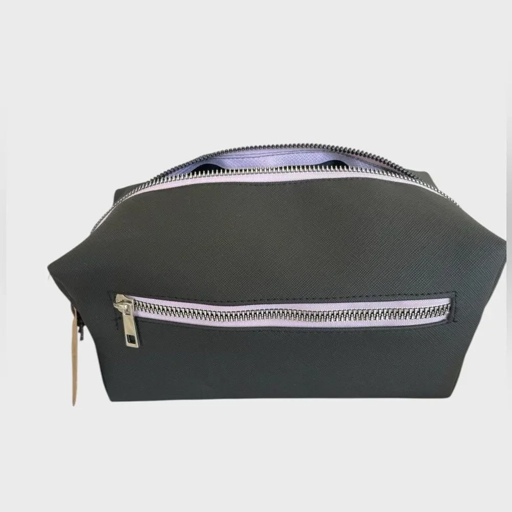 Rae Dunn Beauty Bag Cosmetic Pouch Black Travel Makeup Case NWT